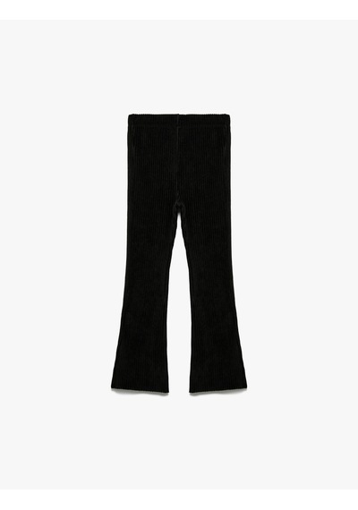 Koton Beli Lastikli Basic İspanyol Paça Kadife Tayt Siyah 6wmg40075ak Siyah
