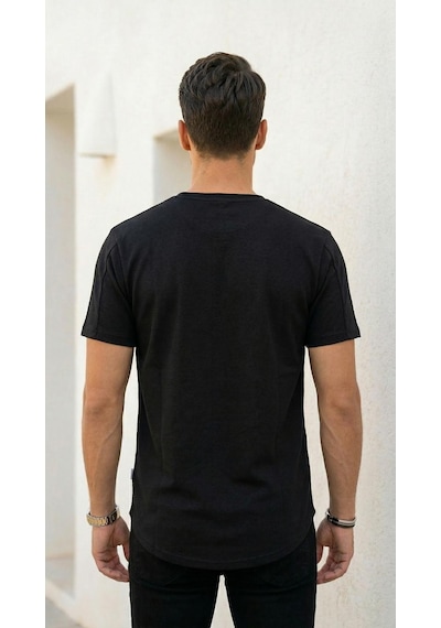 Plus Scorpion Erkek Slim Fit Basic Tişört Esnek, Terletmeyen Pike Dokulu Kumaş Siyah