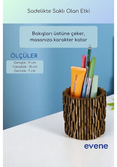 Kalemlik Masa Kalemliği Organizer Kalemlik Altın Eskitme Renk Model 78 Çok Renkli