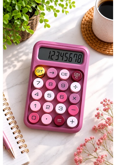 Pembe Pastel Mini Hesap Makinesi Büyük Tuşlu Şık Masaüstü Ofis Ve Okul Hesap Makinesi Diğer