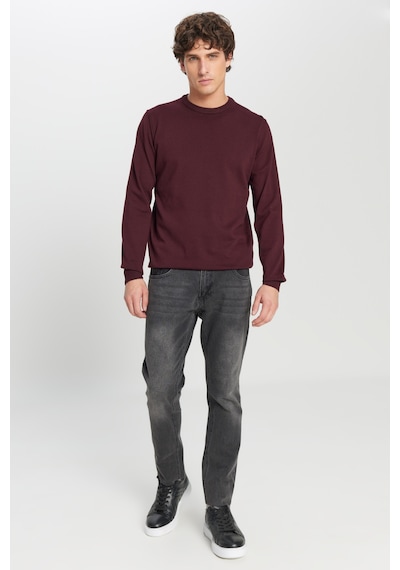 AC&Co / Altınyıldız Classics Erkek Bordo Pamuklu Standart Fit Normal Kesim Bisiklet Yaka Triko Kazak Bordo