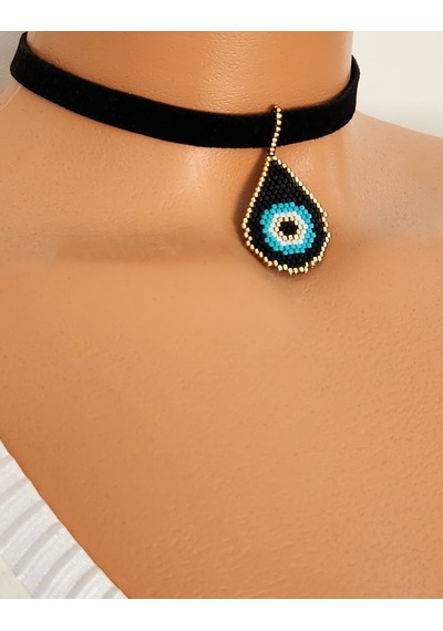Miyuki Siyah Nazar Choker Kolye 01 - Siyah