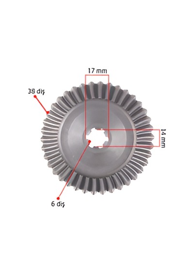 General Power Ayna Dişli Üst 38 Dış Diş / 6 İç Diş 17 Mm Dış / 14 Mm İç Çap