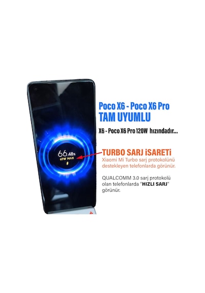 Poco X6 - Poco X6 Pro Uyumlu 67w Turbo Hızlı Şarj Aleti