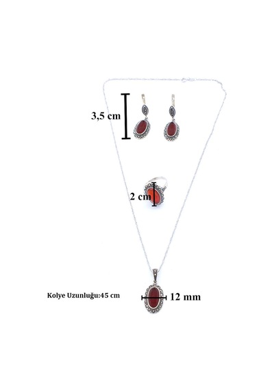 Ferizz 925 Ayar Ateş Taşlı Gümüş Set Gset-101