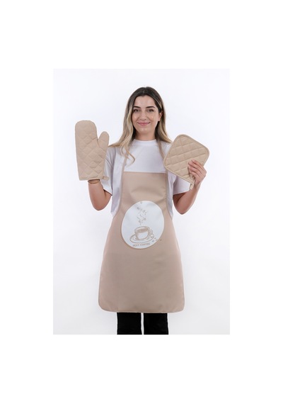 Beautiful Set Sıvı Geçirmez Su Geçirmez Mutfak Önlüğü 1 Eldiven 1 Tutacak Best Coffee