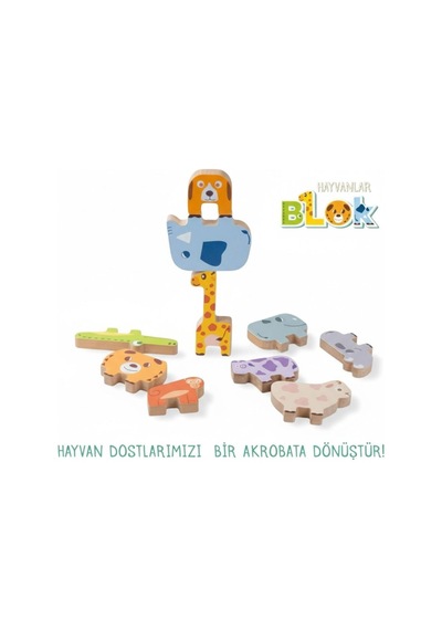 Bee Smart Montessori Hayvanlar Blok Denge Oyunu - Doğal Ahşap Eğitici Oyuncak 2+