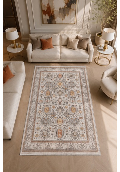 Dekoratif Halı Kaymaz Taban Leke Tutmaz Yıkanabilir Kilim Özel Ölçü Salon Halısı 3008 Çok Renkli