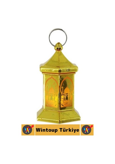 Ledışık Ramazan Masa Süsleme Hediyelik Dekoratif Osmanlı İslami Altıgen Kubbe Gold Pilli Led Lamba