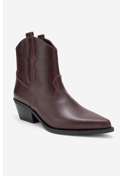 Luvishoes Luvi Shoes Elıa Bordo Cilt Hakiki Deri Kadın Western Bot Bordo