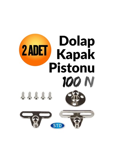 2 Adet Dolap Amortisörü Gazlı Piston Kapak Hidroliği 27 Cm 100n Gri Gri