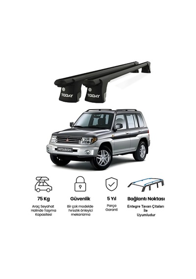 Trio-ı Mitsubishi Pajero 1999-2006 Uyumlu Siyah Kilitli Ara Atkı 120cm Port Bagaj Tavan Barı