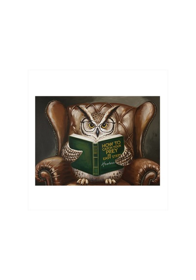 Kitap Okuyan Baykuş Hediyelik Mdf Tablo