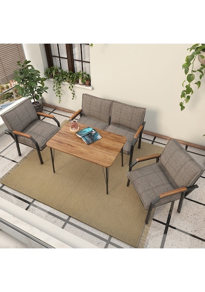 Mygusi Hayal Balkon, Bahçe, Cafe, Teras - Metal Kanepe Koltuk Takımı - 2+1+1 Masali Cappucino Mygusi Hayal Balkon, Bahçe, Cafe, Teras - Metal Kanepe Koltuk Takımı - 2+1+1 Masali Cappucino