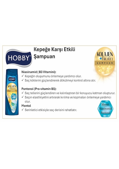Hobby Şampuan Kolajen Mentol Kepekli Saç 480 Ml X 2 Adet
