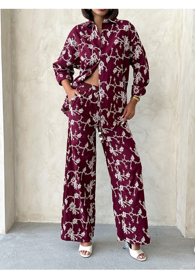 Verymoda Nakışlı Gömlek F1951 Bordo