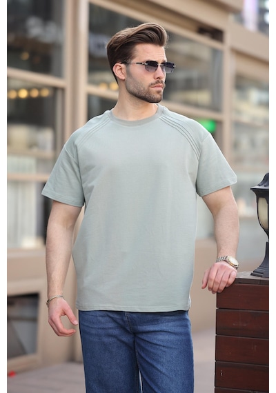 Madmext Mint Yeşili Bisiklet Yaka Basic Erkek T-shirt E7138 Mint Yeşili