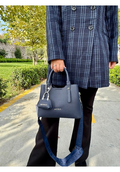 Just Polo Yeni Sezon 3 Bölmeli Yumuşak Deri Şık El Ve Omuz Çantası Shopper 22 X 18 Cm Lacivert