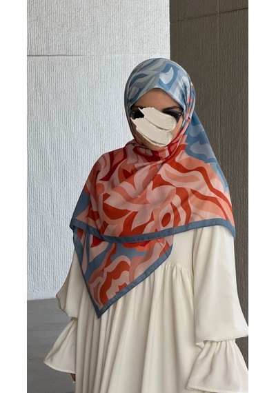 Qalortex Scarf Pamuklu Soft Mihrâ Desen Eşarp-bulut