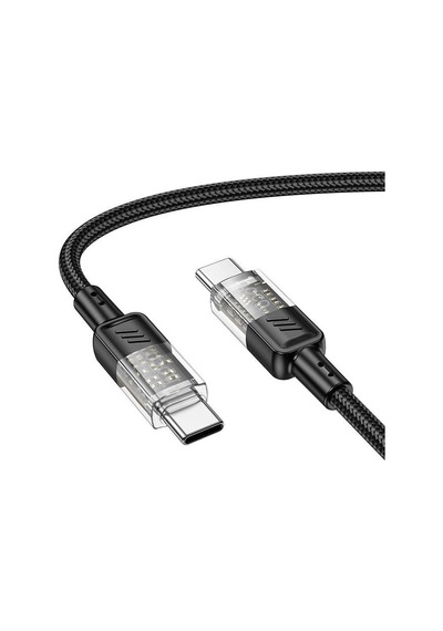 Hoco U129 Transparan 60w Type-c To Type-c Data Ve Şarj Kablosu 1m Siyah