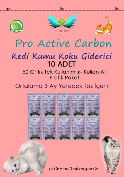 Pro Active Carbon 3 Ay Kullanımlık Kedi Kumu Koku Giderici 500 G