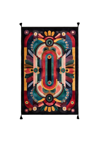 Artevo 18 Geometrik Siyah Renkli Soyut Desenli Halı Modern Mutfak Koridor Oturma Odası Salon Halısı Renkli G