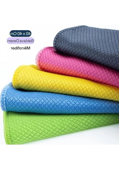 Karışık Renklerde 40x40 Cm Mikrofiber Temizlik Bezi, 5 Adet Açık Bej