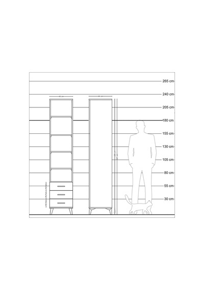 Hyperion Dolap 5 Raflı 3 Çekmeceli 44x44x221 Çam-aytaşı Atlas Çam