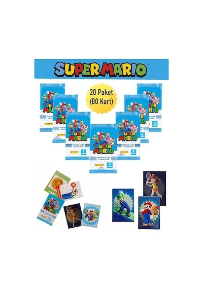 Hediyecik Panini Süper Mario Oyun Kartları Trading Card 20 Paket 80 Kart