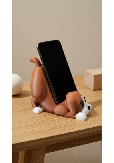 Köpek Figürlü Telefon Tutucu Stand - 3d Baskı Ofis Masaüstü Aksesuarı Ve Biblo