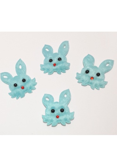 Tavşan Mavi Süsleme Kumaş Sticker 25 Adet Mavi