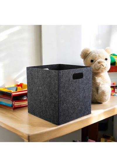 Dolap İçi Düzenleyici 1 Adet Organizer 3mm Keçe 32x32x32 Cm Çok Amaçlı Keçe Kutu Antrasit