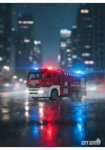 1:32 Ölçek Işıklı Sesli Eğlenceli Oyuncak İtfaiye Arabası