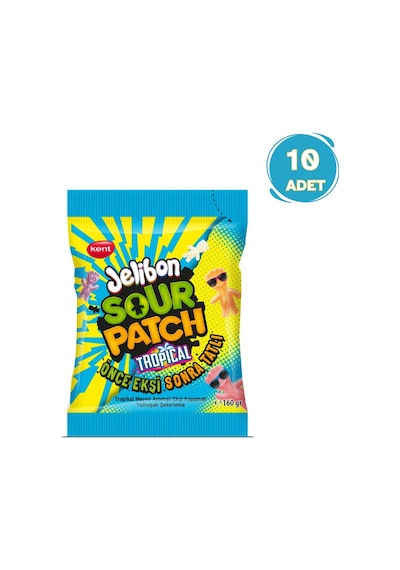 Kent Jelibon Sour Patch Tropikal Meyve Aromalı Yumuşak Şekerleme 10 x 160 G