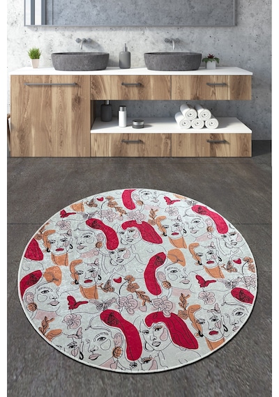 Faccia Çap Banyo Halısı Djt 120x120 cm Çok Renkli