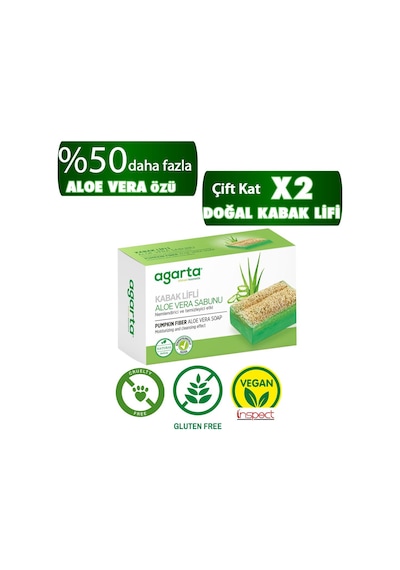 Agarta Doğal Kabak Lifli El Yapımı Aloe Vera Sabunu 125 G