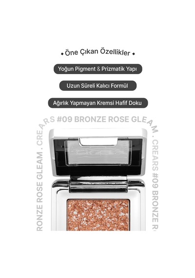 Mücevher Parlaklığında Yoğun Pigmentli Tekli Far Cre'ars Glitter Bomb Eyeshadow 09 Bronze Rose Gleam 99734520