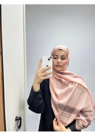 Modakaşmir Aminenesil Etnik Düz Bej Renk Soft Pamuk Şal