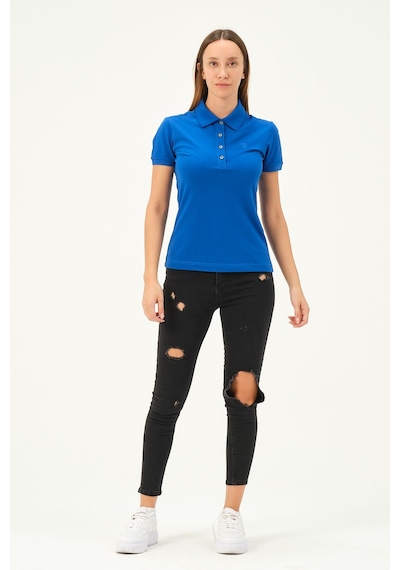 Msw Kadın Kısa Kollu Regular Fit Polo Yaka T-shirt Sax
