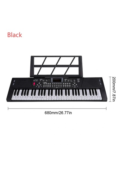 Hpy Aktüel 61 Tuşlu Dijital Klavye, Elektronik Piyano, Usb Bağlantılı, Dahili Hoparlör, Siyah, Taşınabilir Siyah