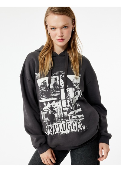 Koton Şardonlu Uzun Kollu Kapüşonlu Baskılı Oversize Sweatshirt Antrasit 6wal10152ık Antrasit Koton Şardonlu Uzun Kollu Kapüşonlu Baskılı Oversize Sweatshirt Antrasit 6wal10152ık Antrasit