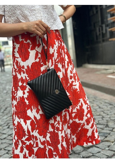 Sanmorris Kadın Suni Deri Siyah Mat Ayarlanabilir Çapraz Ve El Askılı Portföy, Clutch Çanta Mat Siyah