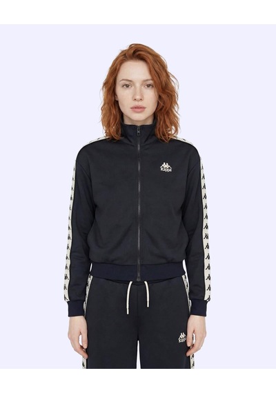 Kappa 222 Banda Alber Full Zip Kadın Siyah Regular Fermuarlı Eşofman Üstü