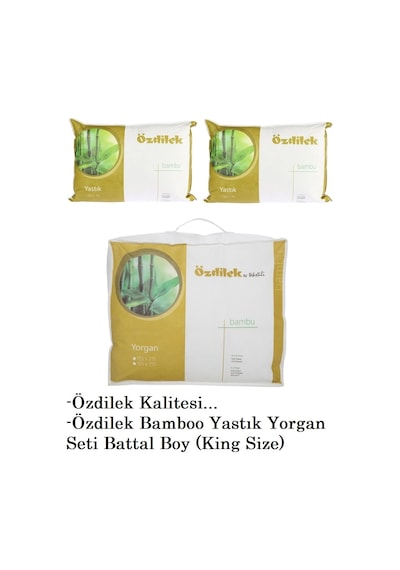 Özdilek 1adet Bambu Yorgan + 2adet Bambu Yastık Battal King Size Beyaz