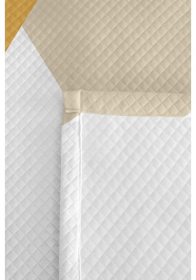 Sarı Geometrik Modern Genç Odası Tek Kişilik Pike Takımı - Ekru Kapitone 160x220 Cm Yatak Örtüsü Sarı