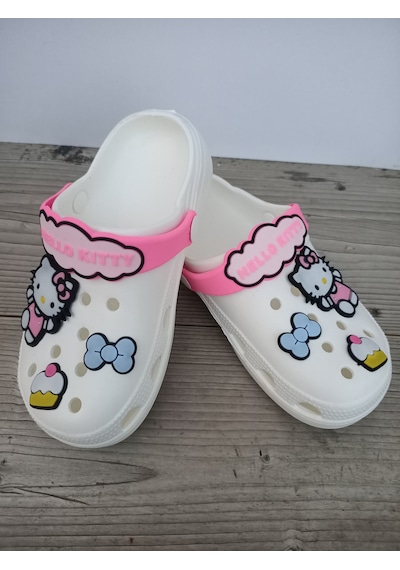 Huzurlu Adımlar Hello Kity Beyaz Çocuk Crocs