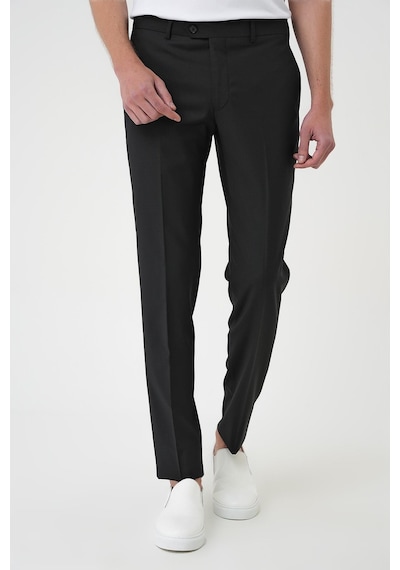 Efor Slim Fit Pilesiz Yün Klasik Siyah Kumaş Pantolon P 1191 Siyah