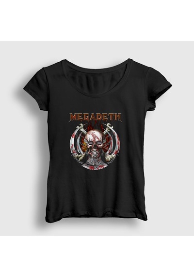 Presmono Kadın Blades Megadeth T-shirt Siyah