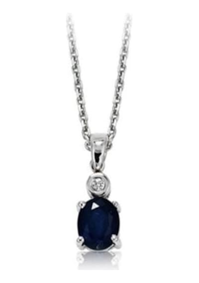 0.47 Karat Pırlantalı Safir  Kolye