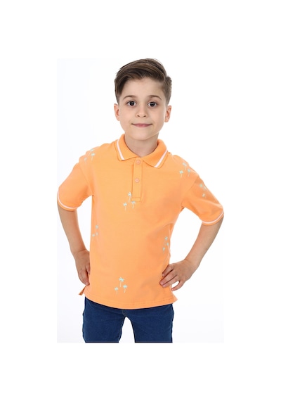 Toontoy Kids Toontoy Erkek Çocuk Polo Yaka Palmiye Baskılı Tişört Oranj